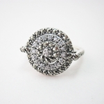 Round Cubic Zirconia and Marcasite Ring Round Cubic Zirconia and Marcasite Ring